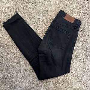 Madewell high rise distressed dark grey skinny jeans